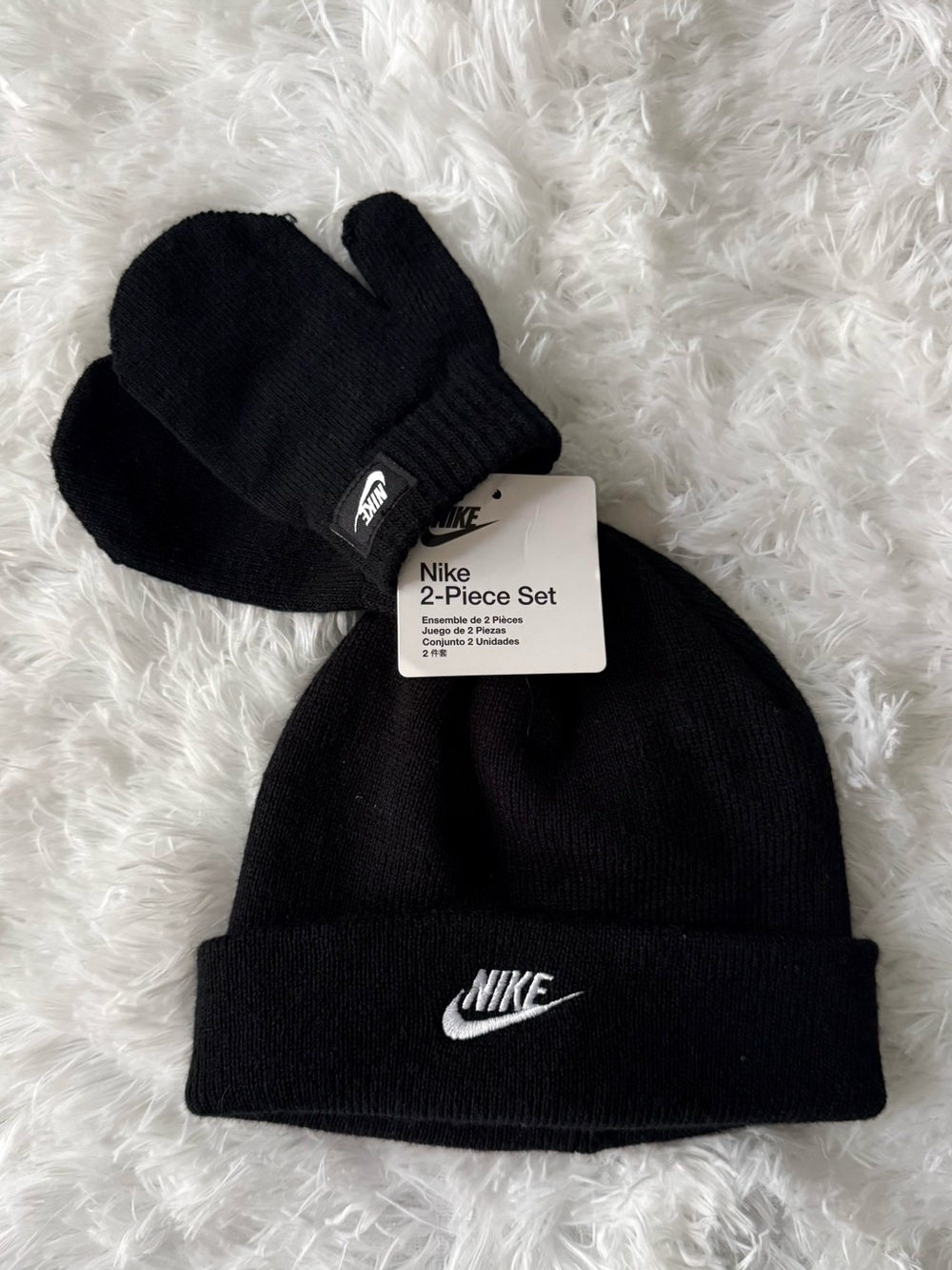 Toddler’s Black Beanie & Mittens 2-Piece Set